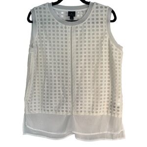 Worthington Sleeveless White Tiered Blouse Top Large Career Business Causal